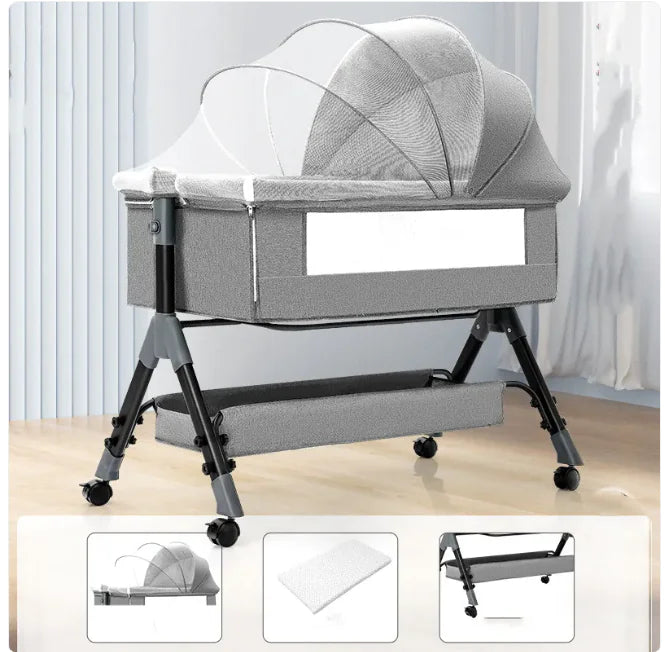 Lit Berceau Pliable 3-en-1 pour Bébé Portable