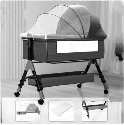 Lit Berceau Pliable 3-en-1 pour Bébé Portable